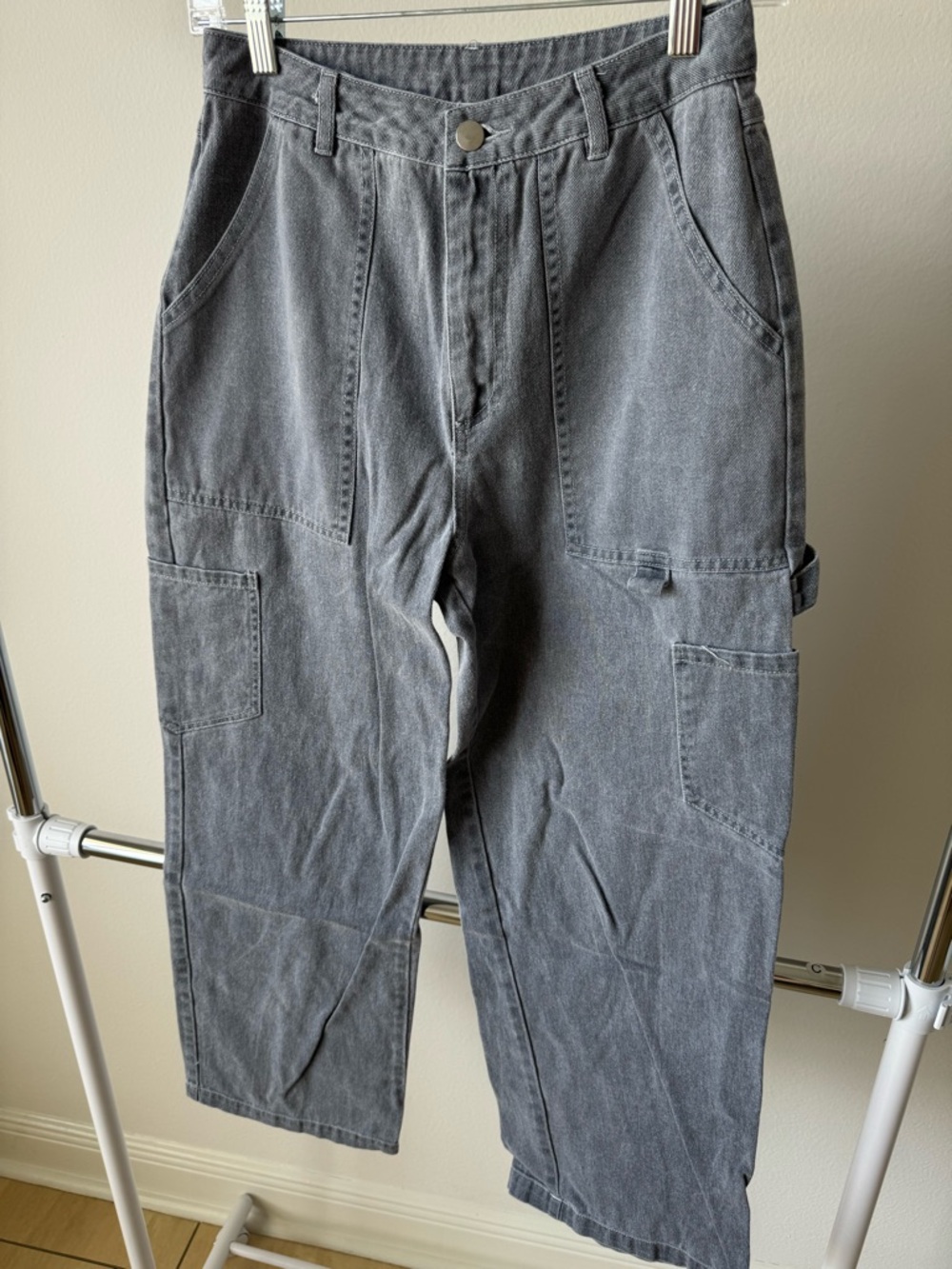 Altar'd State Women's Wide Leg Gray Cargo Pants